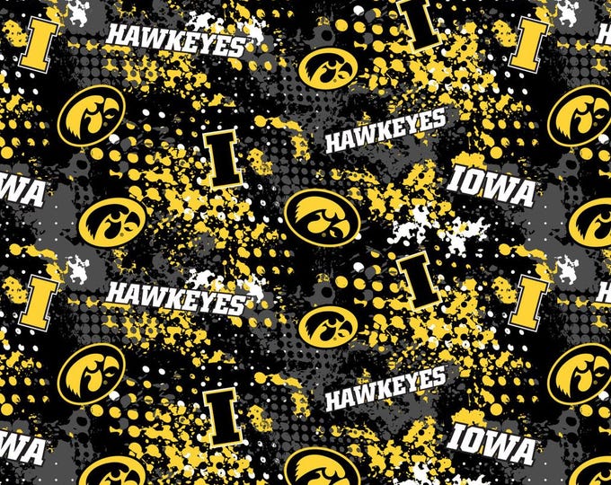 University of Iowa Hawkeyes Fabric 100% Cotton  Splatter Officially Licensed