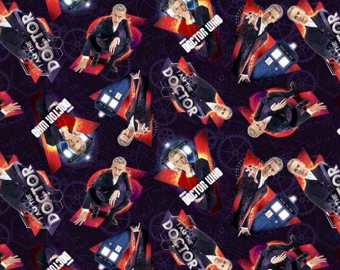 Dr Who I am the Doctor  Cotton Fabric 100% Cotton Officially Licensed