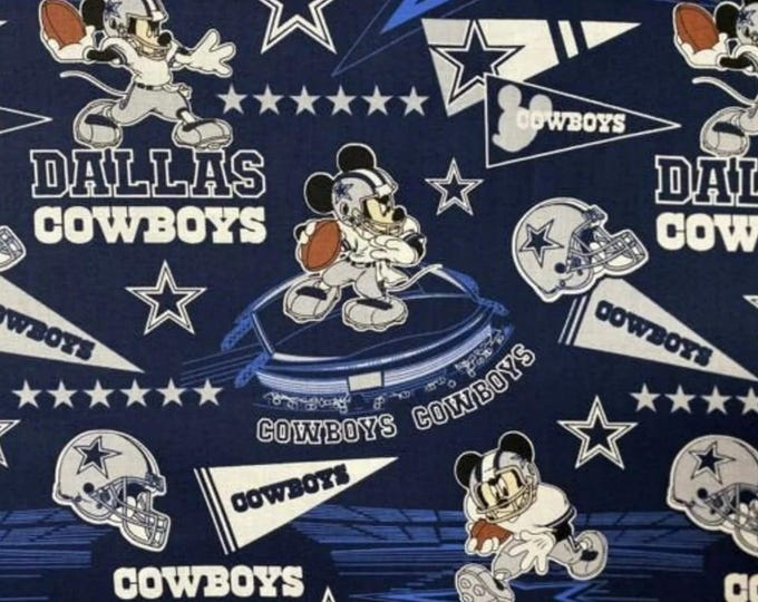 Mickey Mouse Dallas Cowboys Cotton Fabric  100% Cotton Officially Licensed