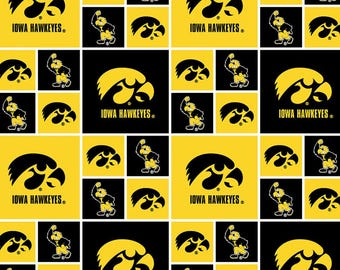 University of Iowa Hawkeyes Fabric 100% Cotton Officially Licensed Geometric block