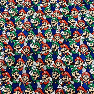 Super Mario and Luigi Brothers Nintendo Bananas 100% Cotton Officially Licensed