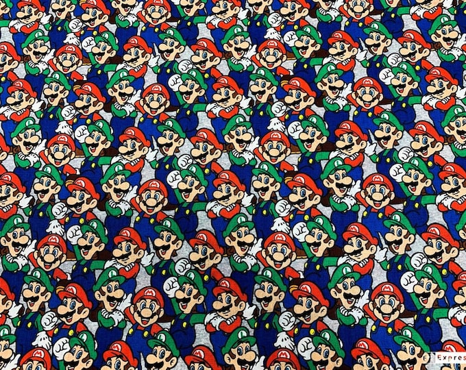 Super Mario and Luigi Brothers Nintendo Bananas 100% Cotton Officially Licensed