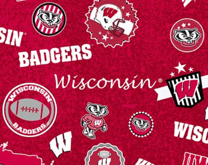Wisconsin Badgers Home 100% Cotton Fabric Officially Licensed