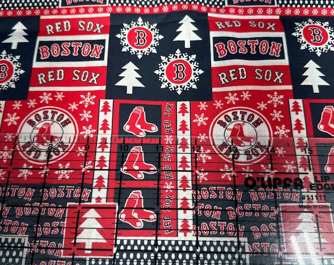Boston Red Sox Cotton Fabric Baseball Christmas sweater  100% Cotton Officially Licensed