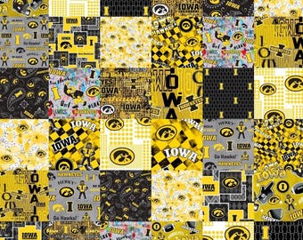 University of Iowa Hawkeyes 100% Cotton Fabric Officially Licensed Cheater Quilt