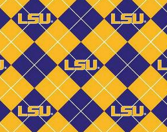 Louisana State University LSU Tigers Licensed FLEECE fabric.
