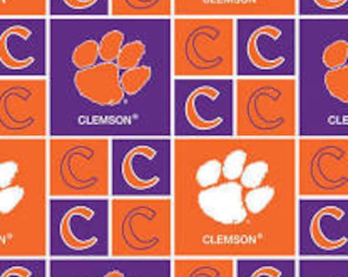 Clemson Tigers Block Fabric 100% Cotton Officially Licensed