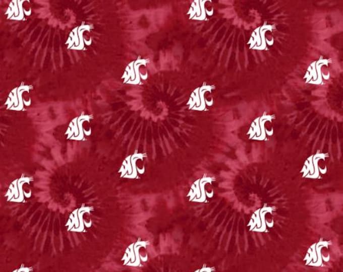 Washington State University WSU Cougars cotton fabric  100% Tie Dye Officially Licensed
