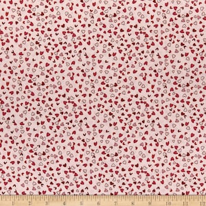 Stoffabric Denmark Best Bits Hearts Light Pink Fabric 100% Cotton Lips Valentines Day Fabric