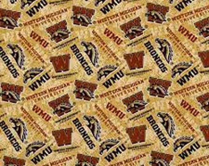 Western Michigan University Broncos Fabric 100% Cotton Officially Licensed