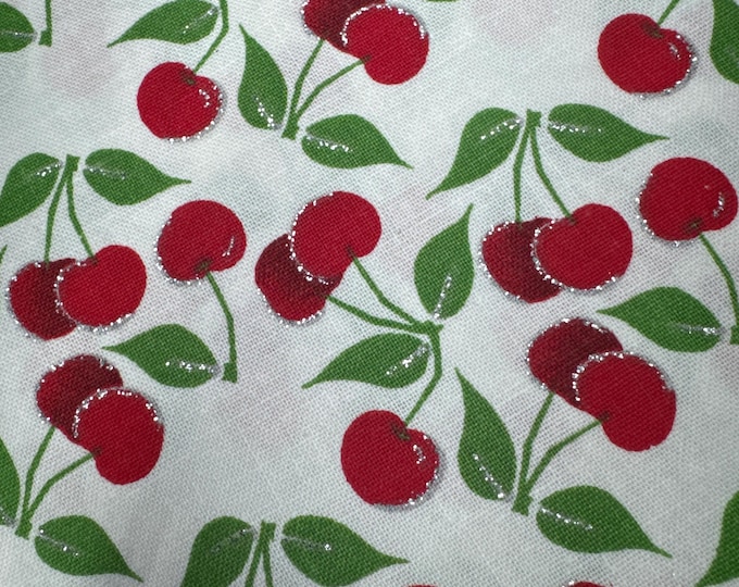 Cherry Glitter Fabric 100% Cotton So cute! Officially Licensed
