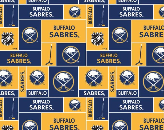 Buffalo Sabres Licensed FLEECE fabric.  See Description for actual measurements available. Officially Licensed