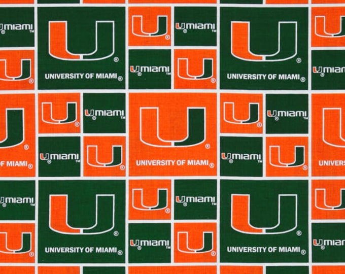 University of Miami 100% Cotton Officially Licensed
