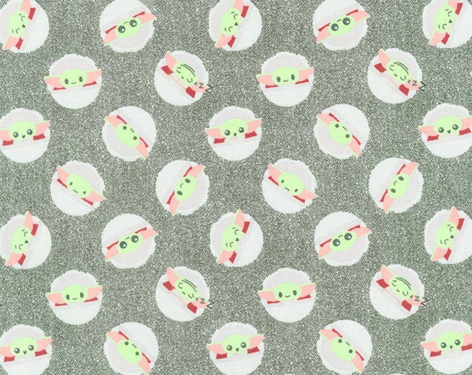 Star Wars Baby Yoda Mandalorian The Child Gray Cotton Fabric 100% Cotton Officially Licensed