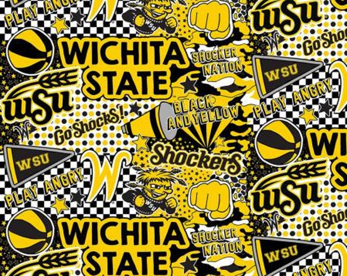 Wichita State Shocks Fabric Pop Art 100% Cotton Officially Licensed