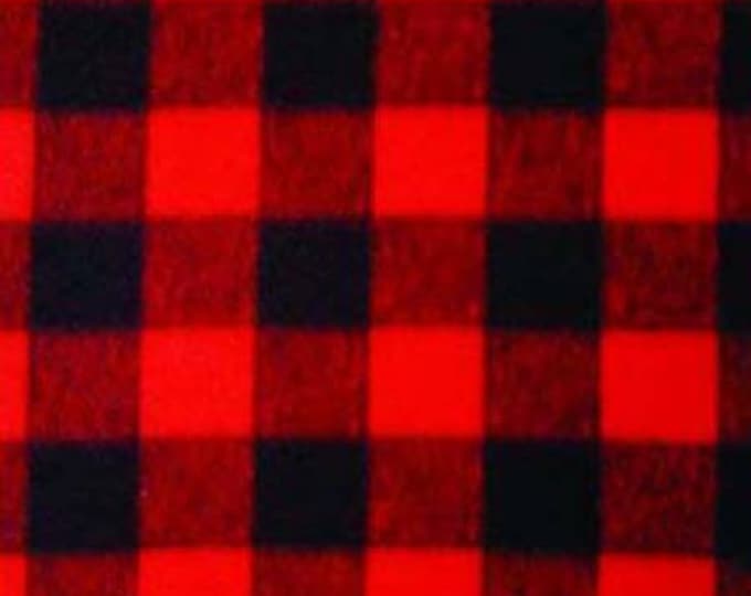 Red and Black Buffalo Plaid FLEECE fabric. See Description for actual measurements available.