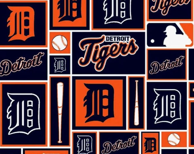 Detroit Tigers MLB Cotton Fabric 100% Cotton  Ships in 1 Business Day Officially Licensed