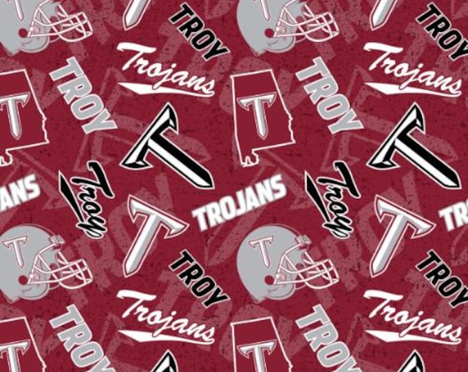 Troy University Trojans 100% Cotton Fabric Alabama Officially Licensed
