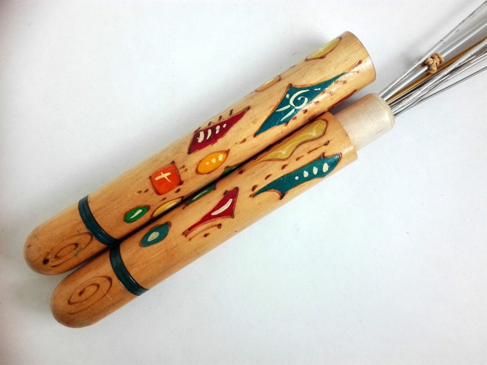 Vintage Wooden Knitting Needle Case Needle Holder Made in Etsy