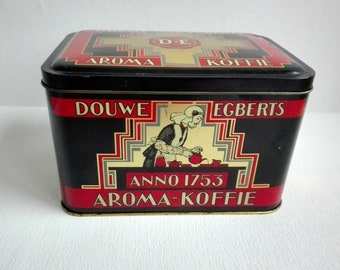 Lata de café Douwe Egbert, fabricada en Holanda, vintage de los años 80