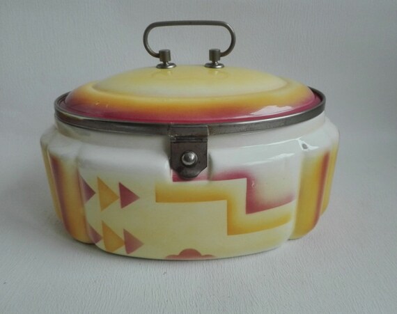 Cookie Jar Airbrushed Design Ceramic Weimar Republic Pastry