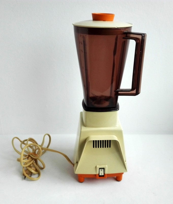 MOULINEX , Made in France, Vintage Blender ,retro,1970's ,model 276,mid  Century Modern. Orange,almond, 