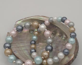 Pastell Perlen Armband-Stapel | Weiche Farbe Stretch Armbänder | Feminines Schmuckset