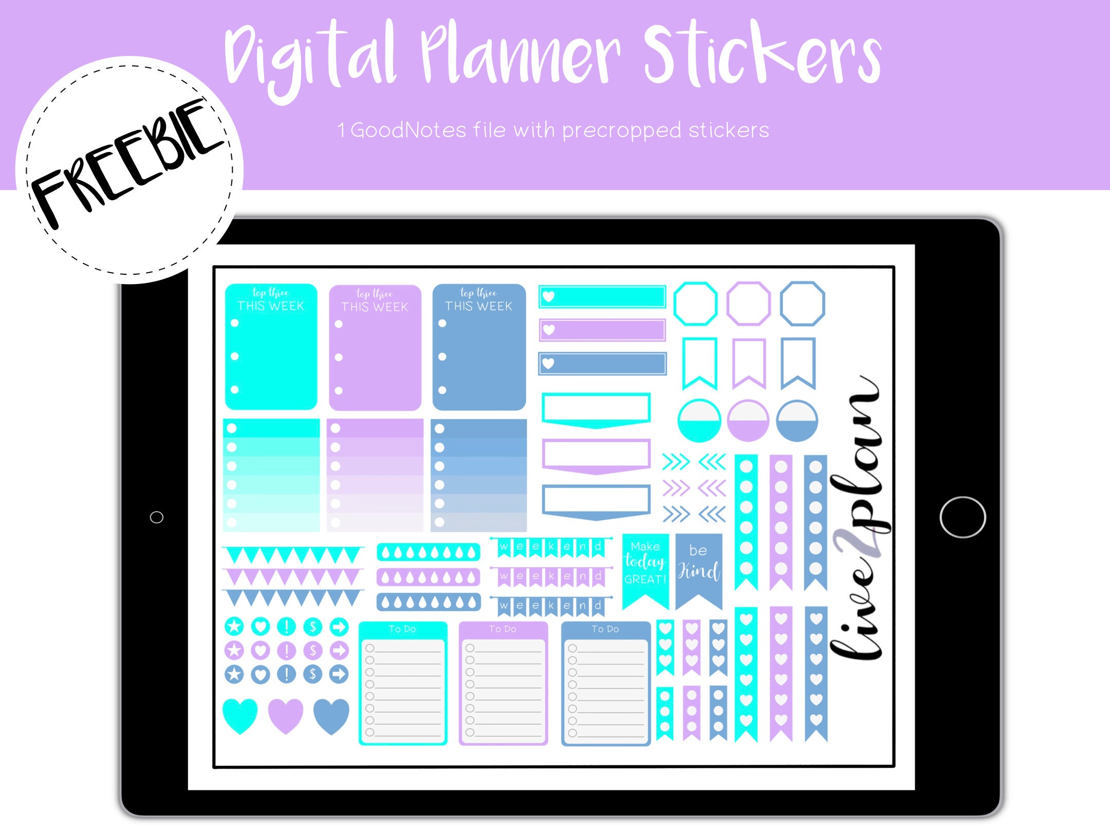 FREE Digital Planner Stickers Goodnotes iPad Functional Digital Planner