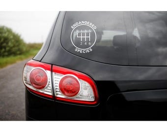 Endangered Species Car Decal: Funny Manual Shift Vinyl Sticker