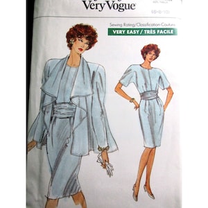 Vogue Pattern 7693 Sizes 6 - 10 Misses Easy Jacket Dress Sash 1990 Uncut VTG