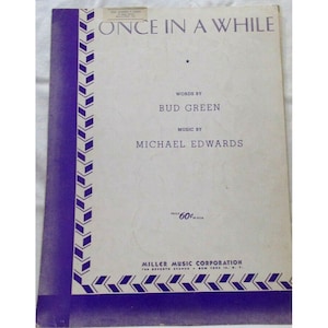 Once in a While Piano Vocal Guitar Ukulele Sheet Music 1937 Miller Music Co. VTG