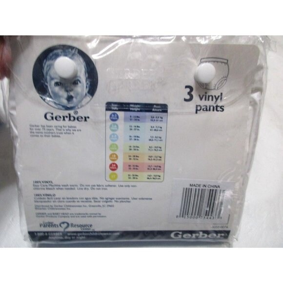 Gerber Vinyl Pants 03 Months/812 Lbs. 3 Pack New Sealed Package Etsy