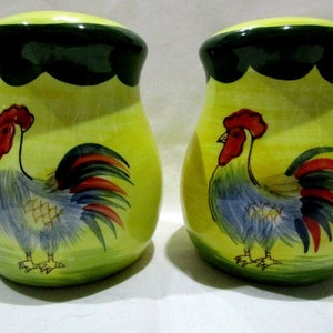 Rooster Salt & Pepper Shakers Porcelain 2 Pc Stove/Range Large 4&quot;Tall X 3&quot;Wide