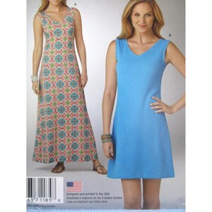 Cartamodello Simplicity A1185 per abito estivo in maglia, taglie da donna 10-22, 2 lunghezze, non tagliato.