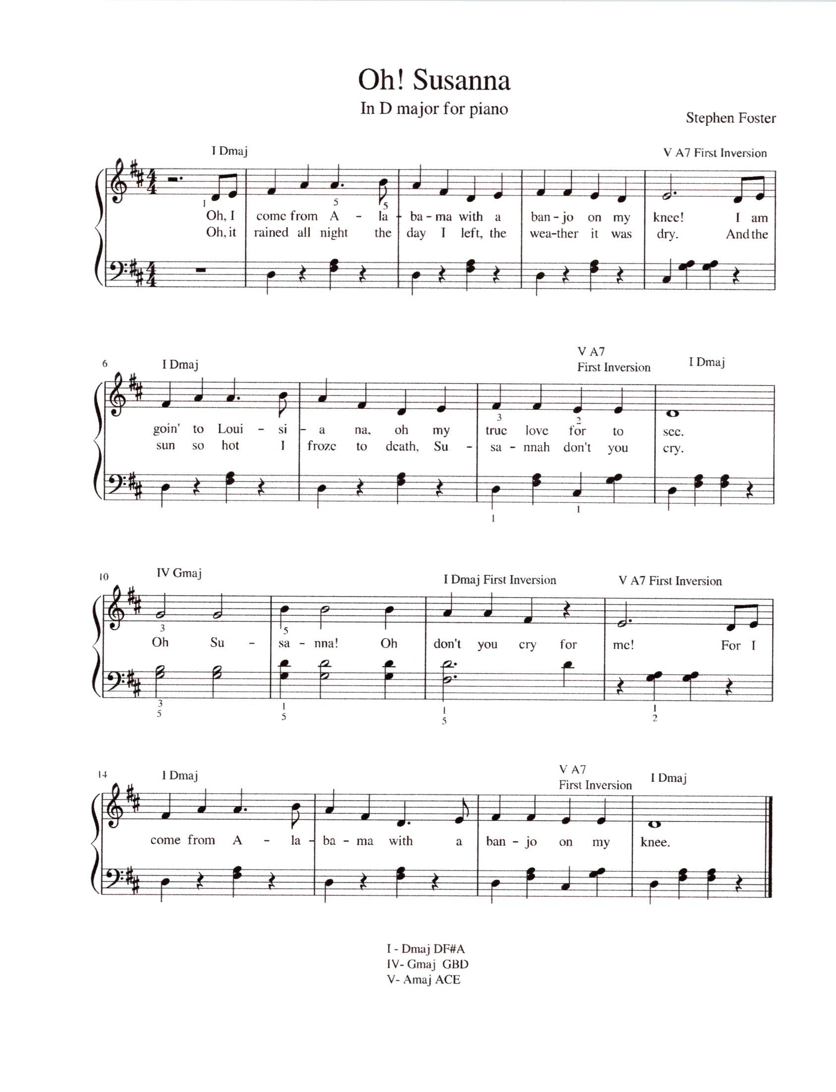 スティーブン・フォスター作曲「Oh! Susanna」 - デジタルフォーク楽譜