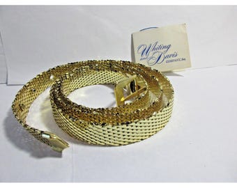Cinturón de malla dorada Whiting and Davis, ajustable de 36" x 3/4" de ancho, ¡Destaca!