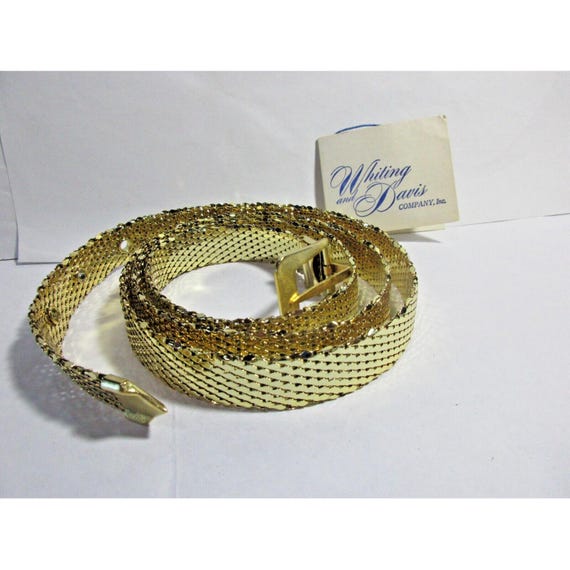 Whiting and Davis Gold Tone Mesh Belt 36 display picture 3