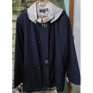 London Harbor Womens Dark Navy Blue with Beige 4X Jacket Full Zip Toggle Accent