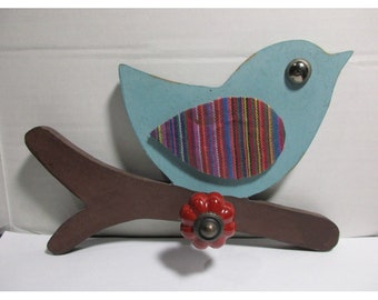 Hobby Lobby Wood Blue Bird Wall Knob Hook Hanger Rustic X