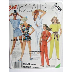 McCalls Schnittmuster 2491 Größen 6 - 10 - Einfacher Overall 1986 UNCUT