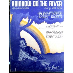 VTG Piano Sheet Music - Rainbow on the River 1936 Key of E flat w/Guitar Chords