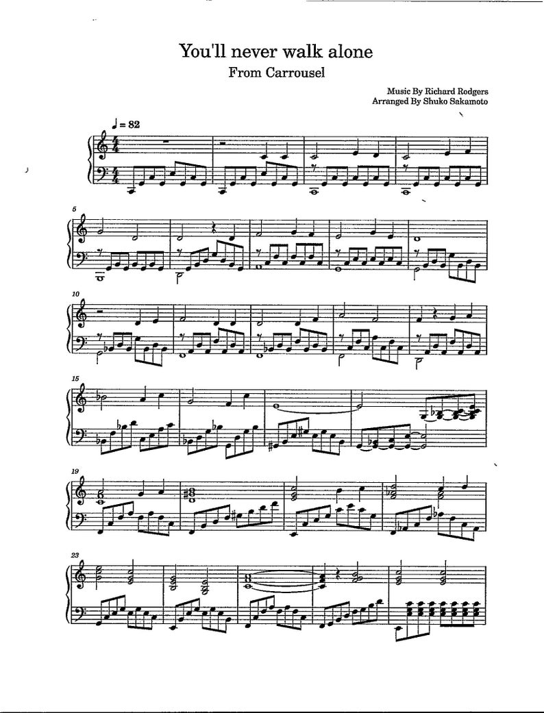 You'll Never Walk Alone - Digital Piano Solo From Carnival - Key of C ...