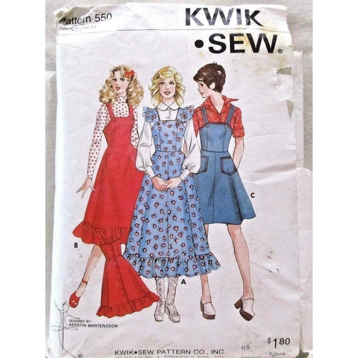 Kwik Sew Pattern 1550 Girl's Pull over Jumper, Jumpsuit and shirt