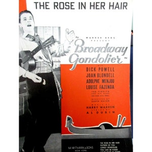VTG Piano Sheet Music - The Rose in Her Hair 1935 Key of B flat w/Guitar Chords