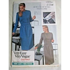 Vogue Pattern 7633 Sizes 18-22 Easy Career Misses Dress 2 Looks Uncut Vintage