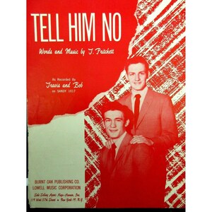 VTG Piano Sheet Music - Tell Him No 1959 Key of B flat Guitar Chords & Lyrics