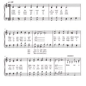 Make Me a Blessing - Digital Hymn Tune Piano and Lyrics - Key of C