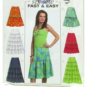 Patrón de costura Butterick B4743, tallas 8-14, faldas fáciles, seis estilos, sin cortar, 2006