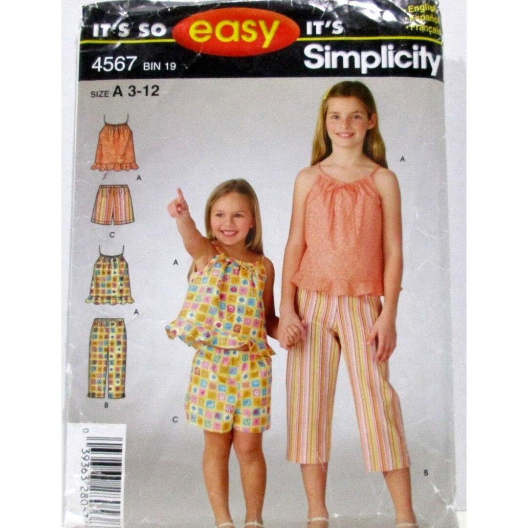Simplicity Sewing Pattern 4567 Sizes 3-12 Easy Childs Girls Top Pants ...