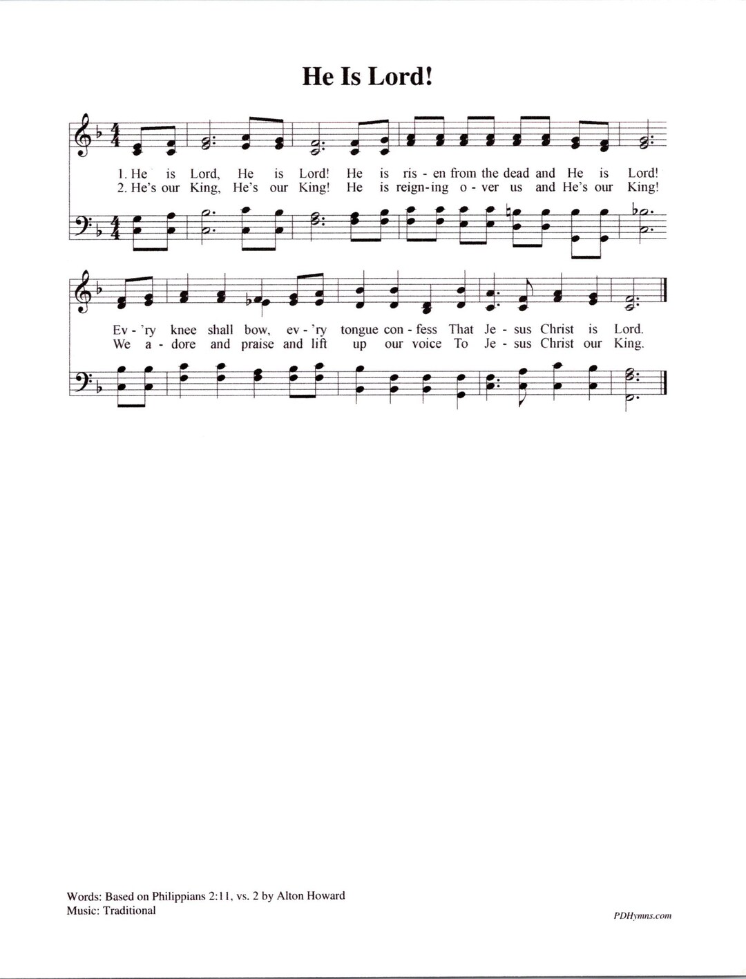 He is Lord! - Digital Hymn Tune Piano and Lyrics - Key of F - Etsy